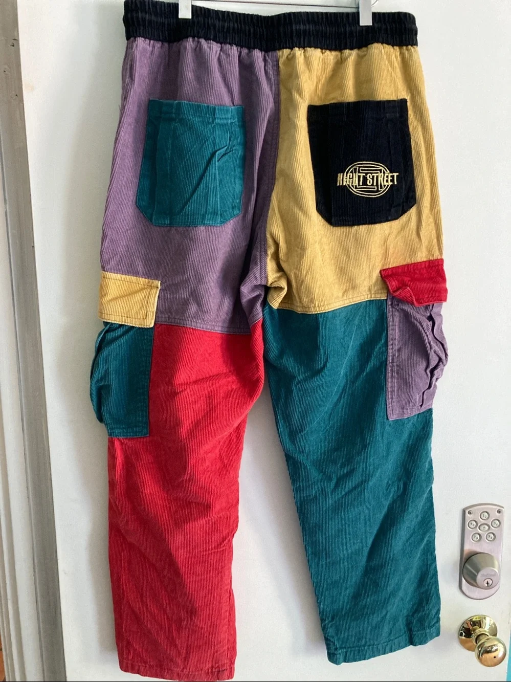 AELFRIC EDEN Back to 90's Patchwork Color Block Corduroy Cargo Pants Size 2XL